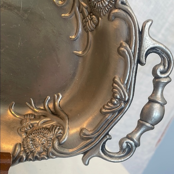 Vintage pewter  Decorative Tray with handles - Picture 2 of 2
